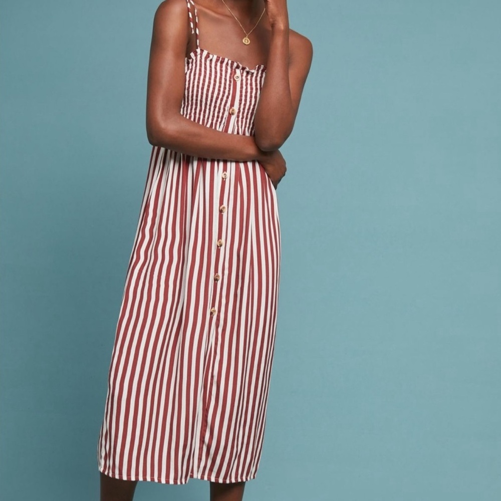 Smocked Button-front Dress